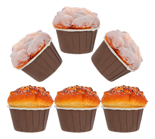 Decoração Artificial De Modelo De Bolo De Comida Falsa, 6 Pe