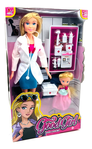 Muñeca Doctora Con Paciente Y Sus Accesorios