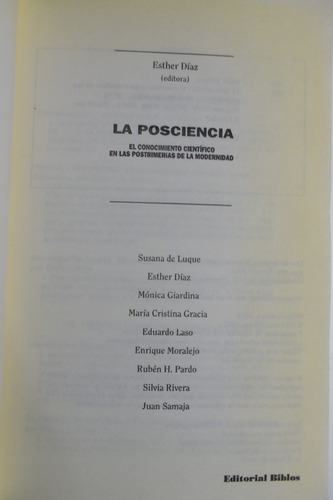 La Posciencia:el Conocimiento Científico En Las Postrimec124 (Usado)