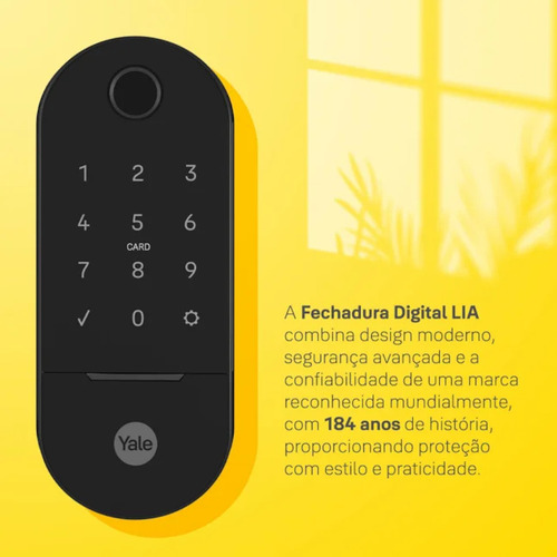 Fechadura Yale Lia Digital Embutir Preta Fosca