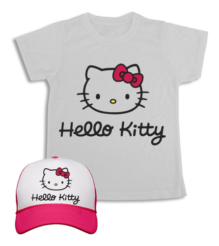Camiseta Hello Kitty Niños Y Adultos Obsequio Gorra