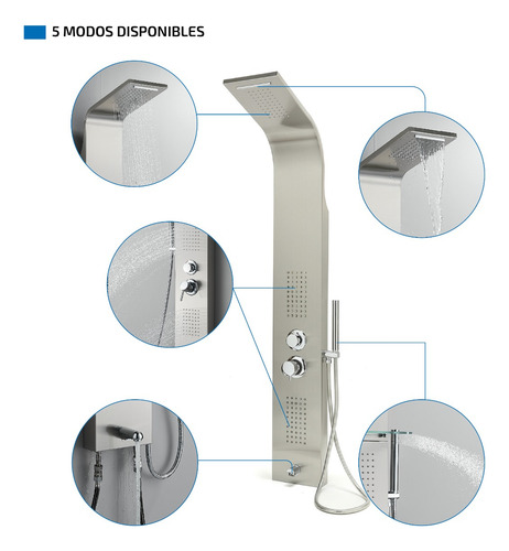 Ducha Con Hidromasaje Escocesa Columna Jets Duchador Cascada