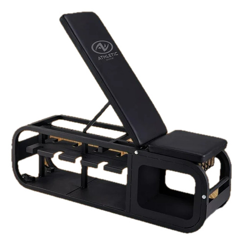 Banca Ejercicio Athletic Works Reclinable Con Rack P/ Pesas Color Negro