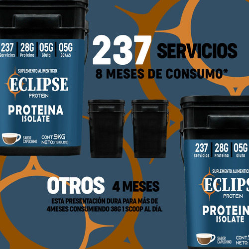 Proteína Wey Isolate Eclipse 9kg Varios Sabores 237servicios Capuchino