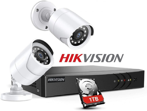 Imagen 1 de 10 de Kit Seguridad Dvr Hikvision 2 Camaras Hd Disco Rigido 1tb