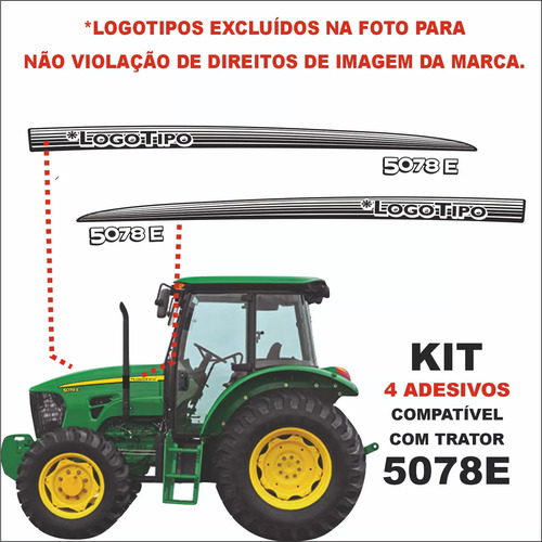 Adesivos Trator Cabinado J D 5078e 2015 - Faixas Decalque