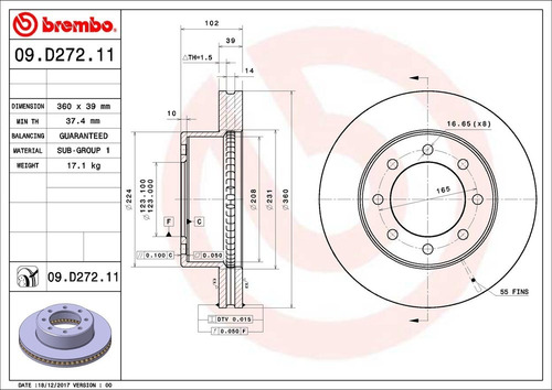 Discos Ram 2500 Hemi Sport 2014 09.d272.10 360mm Brembo