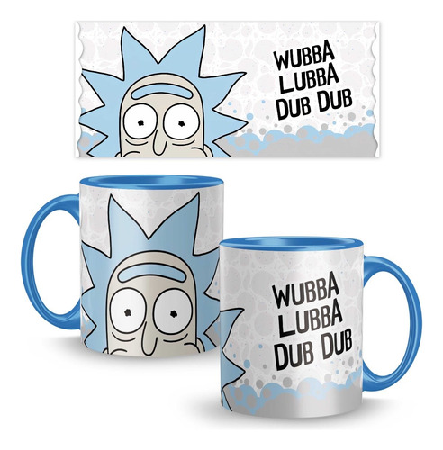 Taza 11oz Premium Rick Sanchez Fondo 3d Boca Interior Y Asa Azul Taza Serie Animada Rick Sanchez Boca 3d