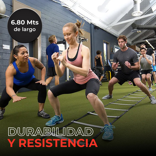 Escalera De Agilidad Entrenamiento Única Con 16 Peldaños Fijos 6.8 Mts Largo No Usa Estacas Instalación 1 Minuto 2 Bonos