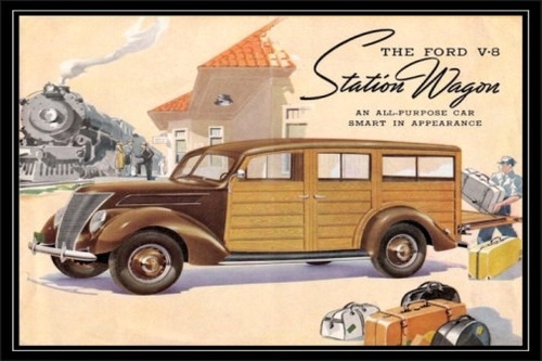Ford V8 Station Wagon Año 1937 - Autos - Lámina 45x30 Cm.