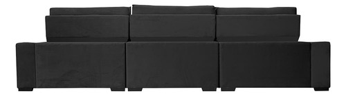 Sofá Retrátil 3,85m Cama Inbox Big Puffer. Com Softgel d40 Cor Preto