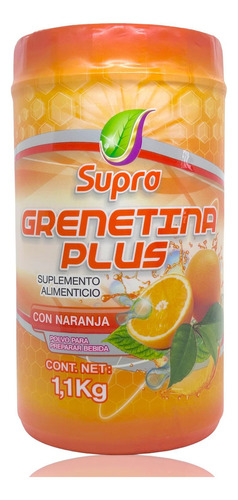 Grenetina Hidrolizada Plus Sabor Naranja 1.1 Kg Supra