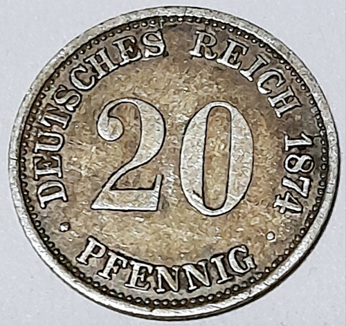 20 Pfennig Deutsches Reich 1874 A Berlin Moneda Alemania