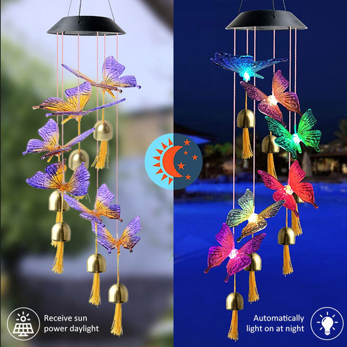 Imagen 7 de 8 de Solar De Color De La Mariposa De Viento Carillón Colgante De