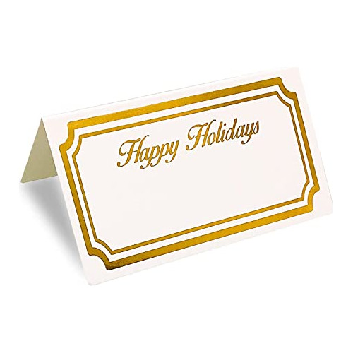 Happy Holidays Place Cards Paper Gold Foil 100 Count Ac...