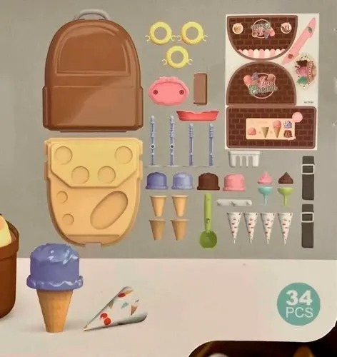 Imagen 3 de 4 de Juego De Heladeria Valija Mochila Heladeria Zippy