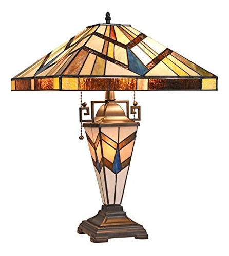 Lámpara De Mesa Capulina Tiffany, 3 Luces, 16 De Ancho, Pan