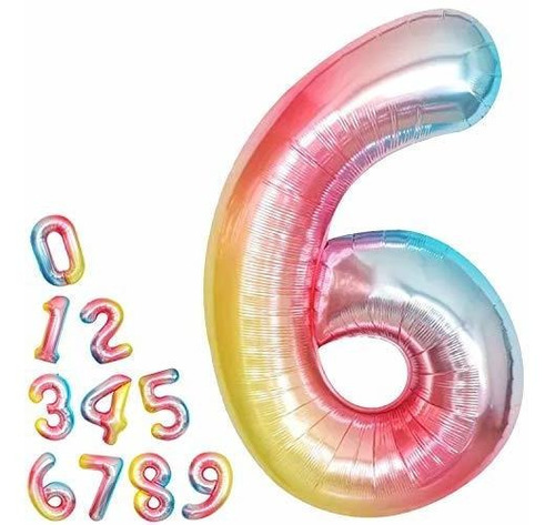 Del Arco Iris Número 6 Para El Sexto Cumpleaños - Grande, 40