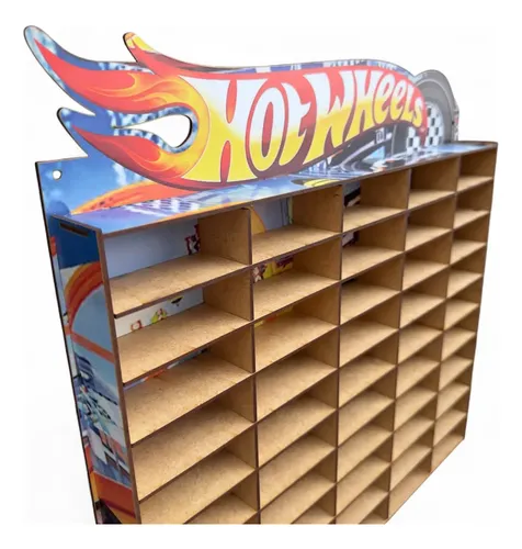 Expositor Porta Carrinhos Hothweels 50 Nichos Suporte Mdf