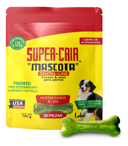 Premio Para Perro Dental Line Super Cria Hueso Ch 20pz 180g