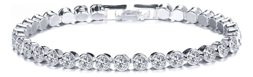 Pulsera De Eslabones Con Incrustaciones De Diamantes De Imit