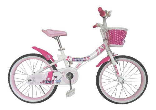 Bicicleta  infantil Benoá G20BX512 freio contra pedal cor branco/rosa com descanso lateral