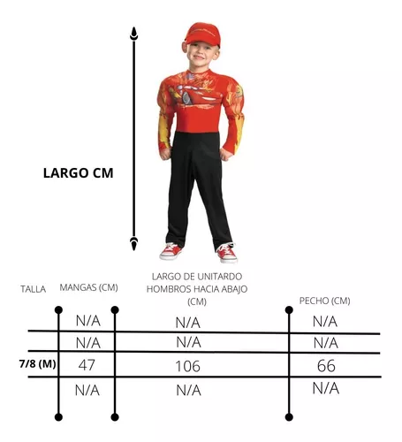 Disfraz Rayo Mcqueen Cars Con Musculos Y Gorra Orginal Niño Infantil