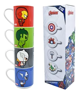 Tazas De Porcelana Disney Marvel Avengers Apilables 330ml