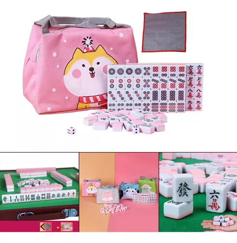 Mahjong para viagem, conjunto portátil de mini bolsa de mão com