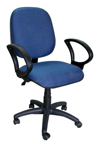 Cadeira Diretor C/braço De Luxo Em Tecido Azul E Preto