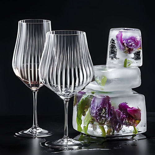 Jogo 6 Taças Água Cristal Titânio Bohemia Tulipa Optic 450ml