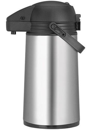 Garrafa Térmica Café Chá Leite Aço Inox Cor Prata e Preto- 1L