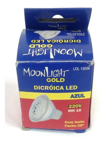 Lâmpada Led Dicroica Mr16 1w 220v Gu5,3 Azul