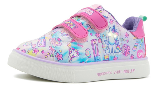 Tenis Tropicana Niña Unicornio Luces Onix Rosa 15-21