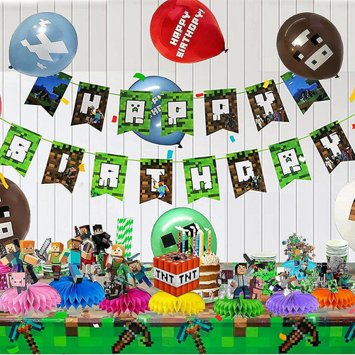 Decoraciones De Fiesta Estilo Píxel 9 Piezas Para Cumpleaños