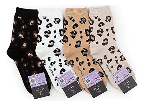 Calcetines De Algodón Con Estampado De Leopardo (tripulación