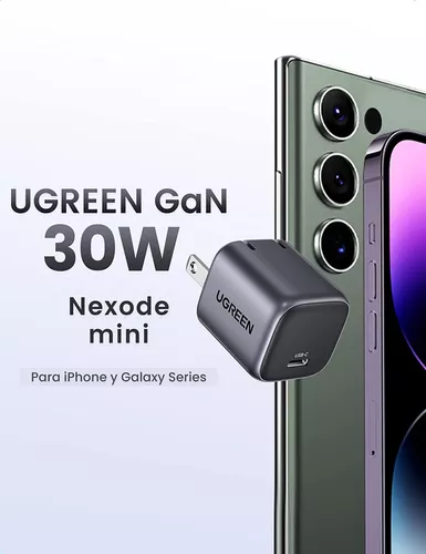  Cargador rápido USB C GaN de 30 W, PD Mini tipo C