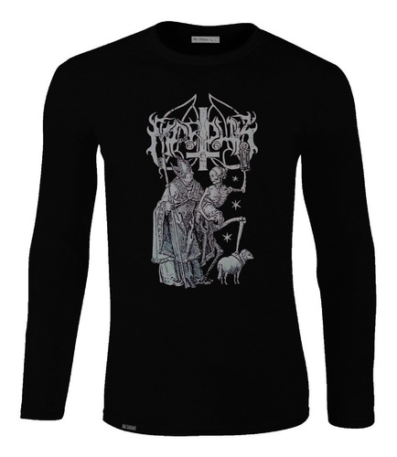Camiseta Manga Larga Marduk Esqueleto Y Cabra Banda Lbo