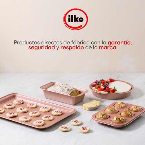 Imagen 5 de 10 de Sarten 24cm Antiadherente Rosa Metalizado Ilko