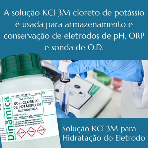 Kit Soluções P/ Phmetro Ph 4, 7 E Kcl 3m Frasco Com 250 Ml