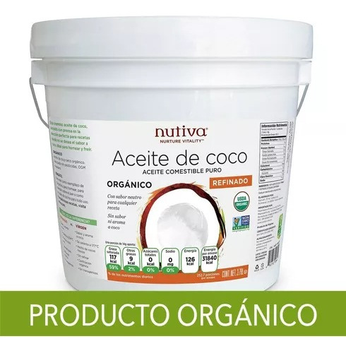 Nutiva Aceite De Coco Comestible Puro Refinado 3.79 Lt