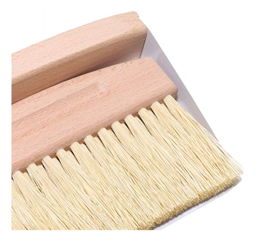 2 Mini Escoba Recogedor Conjunto Cerdas De Sisal Blancas