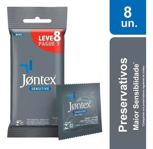 Preservativo Jontex Sensitive Mais Fino Pacote 8 Unidades
