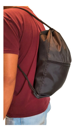 Bolsa Mochila Sacola Academia Impermeável Costas Ajustável Cor Preto