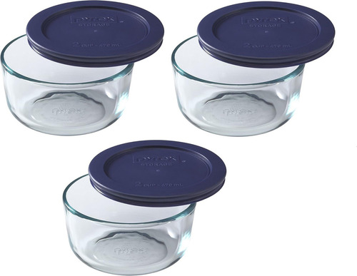 Plato Redondo De Almacenamiento Pyrex Blue (paquete De 3 Par