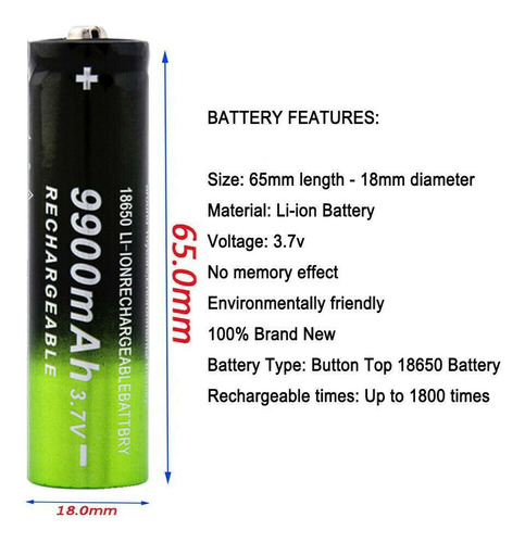 Cargador Universal De Baterías Y 2 Baterías 18650 9900 Mah