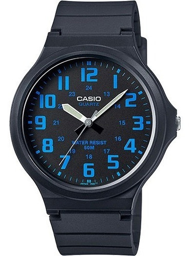 Reloj Casio Analógico Resin Blck Original Hombre Time Square Color De La Correa Negro Color Del Bisel Negro Color Del Fondo Negro