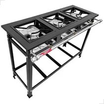Comprar Fogao Alta Pressão Industrial 3 Bocas 30x30 Caulim 6 Chamas 