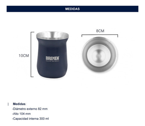 Mate Acero Inoxidable Bremen Termico Frio Calor 7743 Color Azul