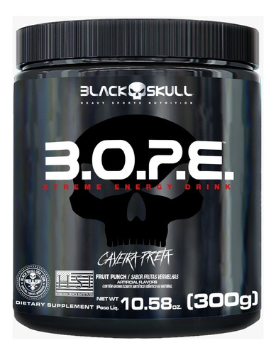 Suplemento em pó Black Skull  Caveira Preta Series B.O.P.E aminoácido B.O.P.E sabor  frutas vermelhas em pote de 300g